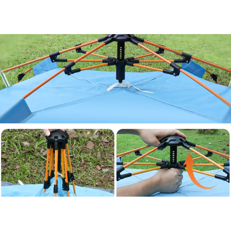 Автоматичний туристичний намет 4-х місний для кемпінгу з козирком Autocamp 200х200х135см AC-1902 Blue