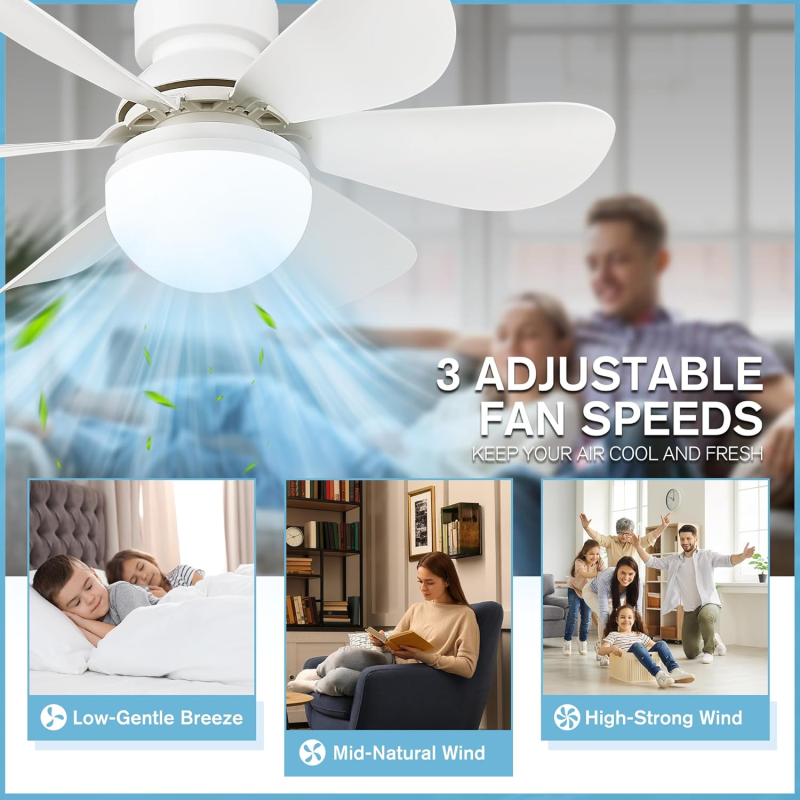 Лампа-вентилятор стельовий E31 40W з регулюванням швидкості та дистанційним керуванням PO-1232 White