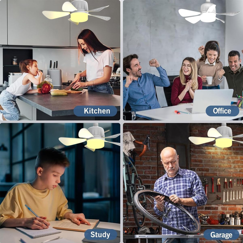 Лампа-вентилятор стельовий з пультом в патрон E30 23W PO-1233 White