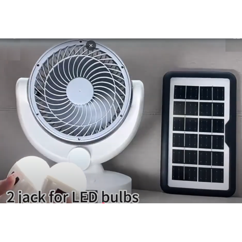 Портативний вентилятор акумуляторний із сонячною батареєю та LED лампою Megatop (MT-801LS) White