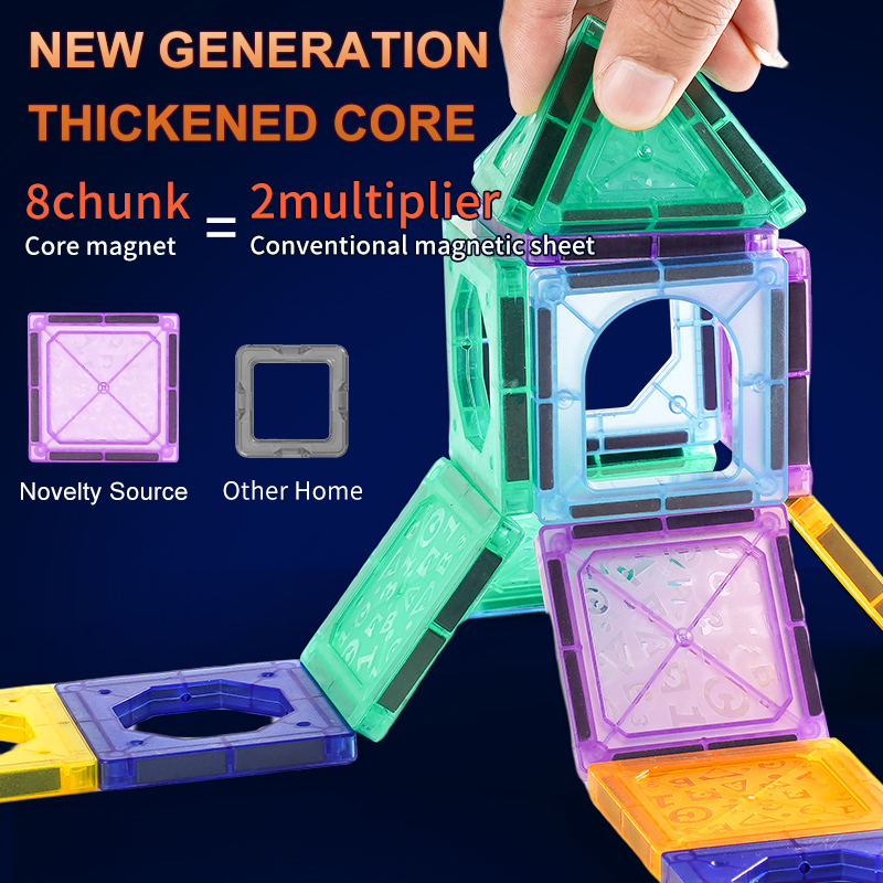 Дитячий магнітний конструктор 110 деталей з підсвткою Woopie Light Magnetic Blocks NT-0982 Multicolored