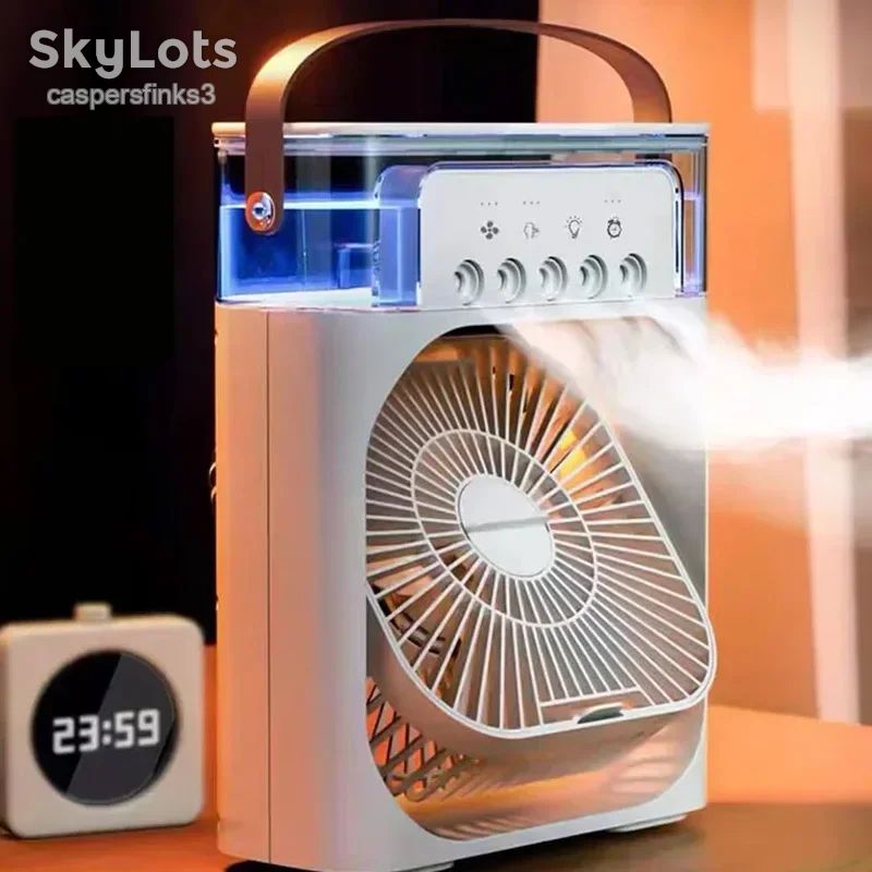 Портативний вентилятор-кондиціонер 3в1 зі зволожувачем, TYPE-C і LED-підсвіткою Humidity Fan HF-2180 White