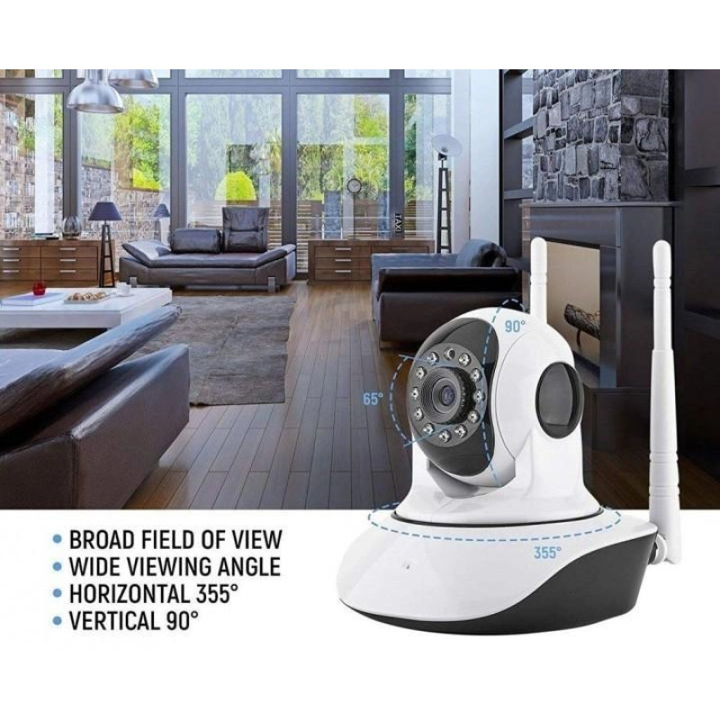 Бездротова поворотна WiFi HD IP камера відеоспостереження купольна 720p White/Black Бездротова поворотна WiFi HD IP камера відеоспостереження купольна 720p White/Black