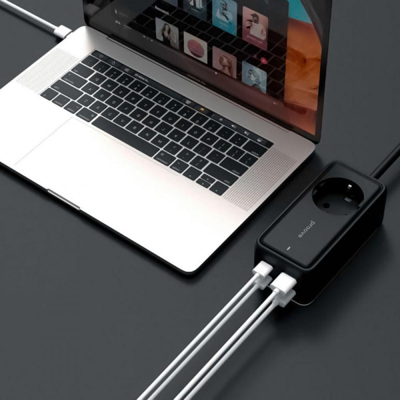 Мережевий фільтр подовжувач 1,5м Зарядний Пристрій 65W 1AC з 2 Type-C + 2USB Power Strip Homester PD-03 Black