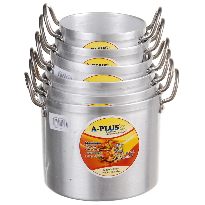 Набір алюмінієвих каструль із кришками з 12 предметів A-Plus 0431-0436 Silver