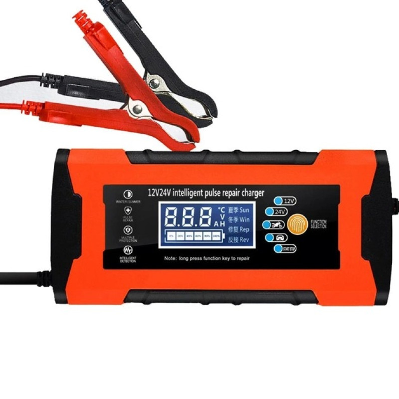 Зарядний пристрій для гелієвих (GEL) та кислотних (SLA) акумуляторів РК-дисплей 12V/10A–24V/5A 180W AGM Red/Black