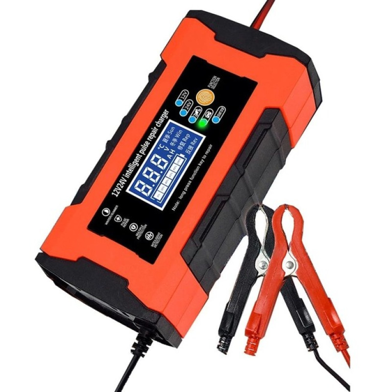 Зарядний пристрій для гелієвих (GEL) та кислотних (SLA) акумуляторів РК-дисплей 12V/10A–24V/5A 180W AGM Red/Black