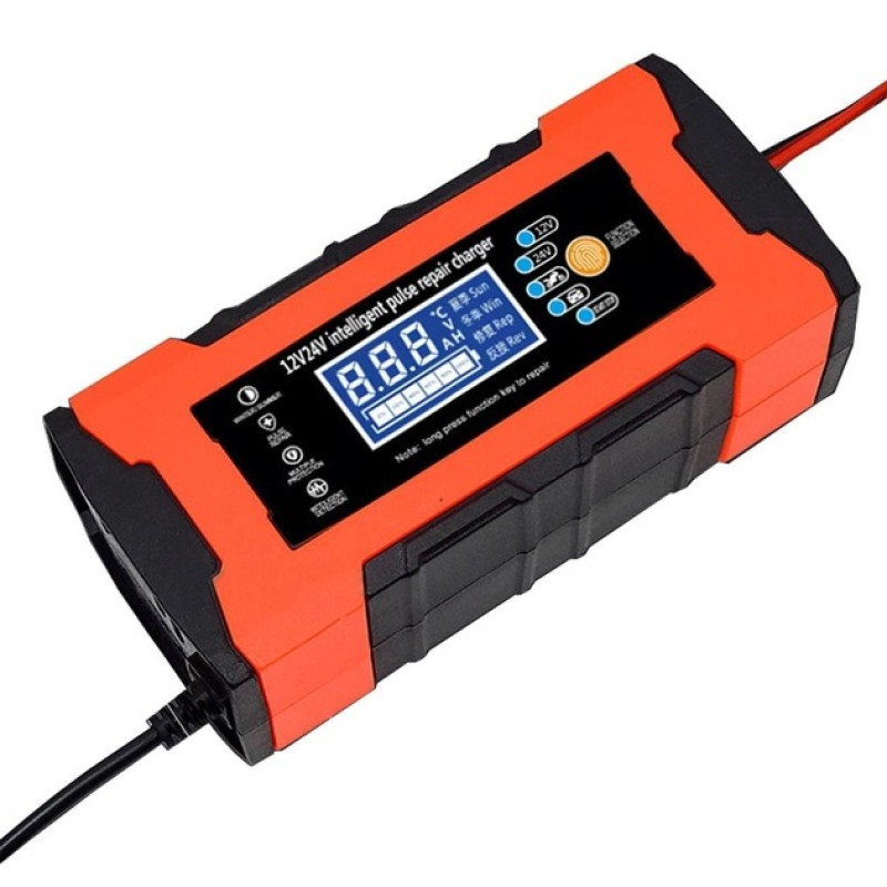 Зарядний пристрій для гелієвих (GEL) та кислотних (SLA) акумуляторів РК-дисплей 12V/10A–24V/5A 180W AGM Red/Black