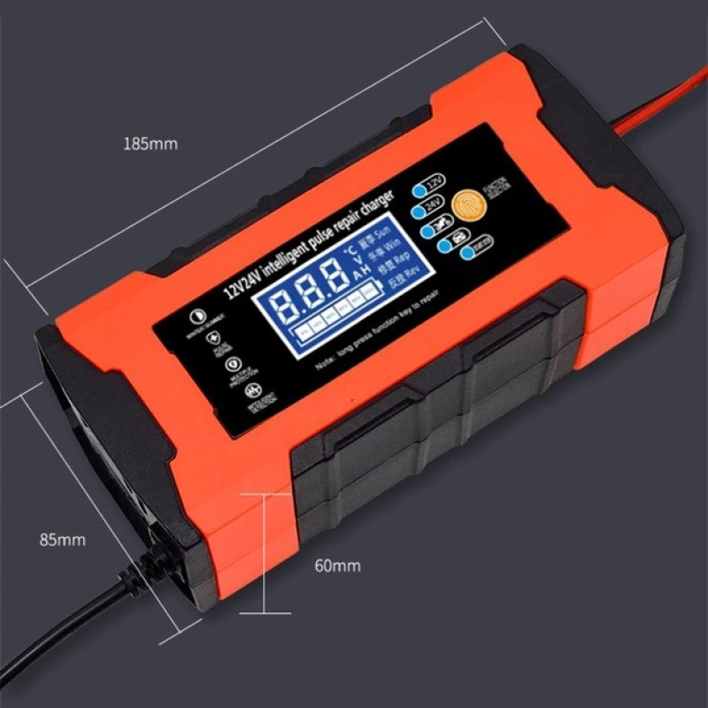 Зарядний пристрій для гелієвих (GEL) та кислотних (SLA) акумуляторів РК-дисплей 12V/10A–24V/5A 180W AGM Red/Black
