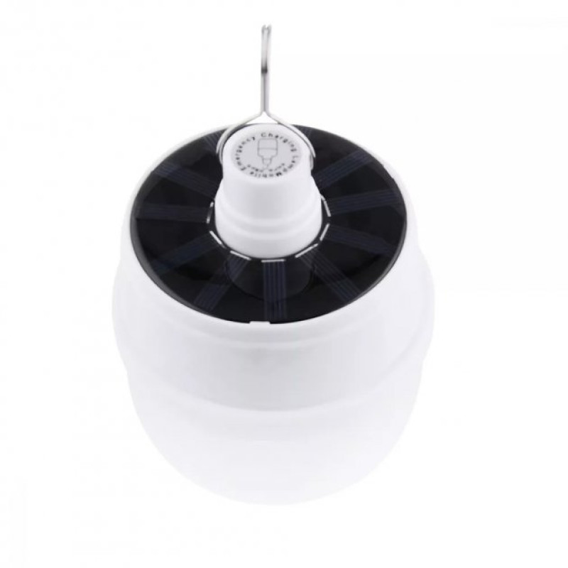 Кемпінгова LED лампа 5 режимів до 8 годин акумуляторний переносний ліхтар з сонячною панеллю  X-Balog BL-2025 White