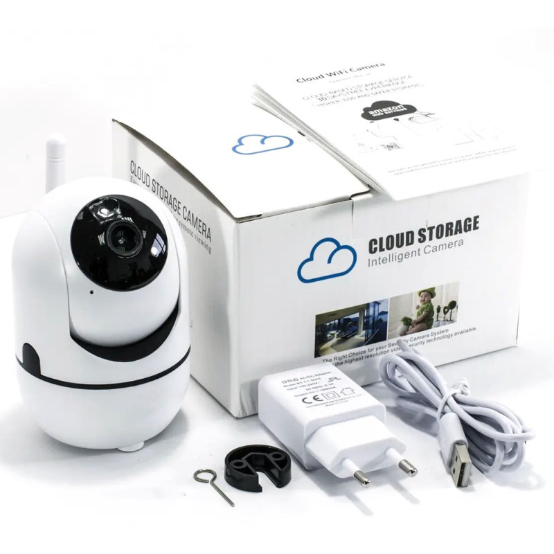 Поворотна бездротова IP камера відеоняня Wifi з мікрофоном, звуком і нічним баченням, датчиком руху QC011 White Поворотна бездротова IP камера відеоняня Wifi з мікрофоном, звуком і нічним баченням, датчиком руху QC011 White