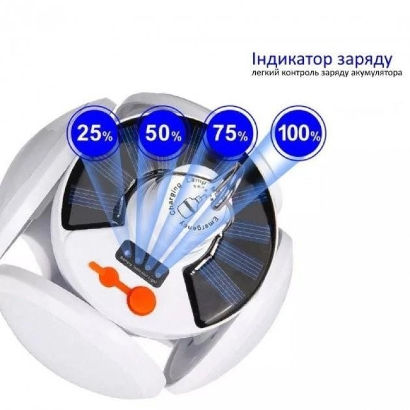 Ліхтар-лампа акумуляторна для кемпінгу складна на сонячній батареї з USB зарядкою 4 режими світіння BL 2029 + SOLAR White