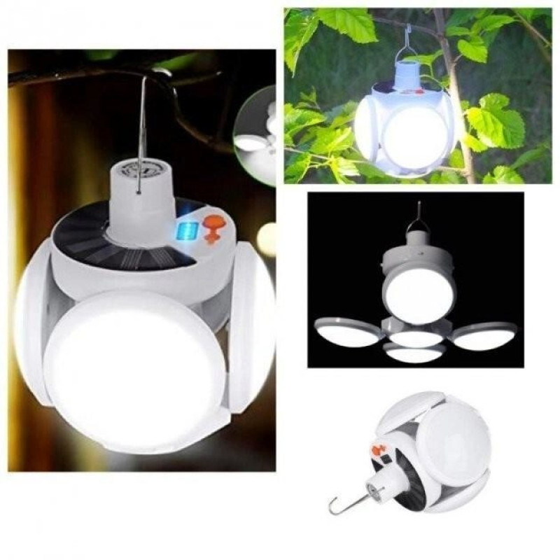 Ліхтар-лампа акумуляторна для кемпінгу складна на сонячній батареї з USB зарядкою 4 режими світіння BL 2029 + SOLAR White