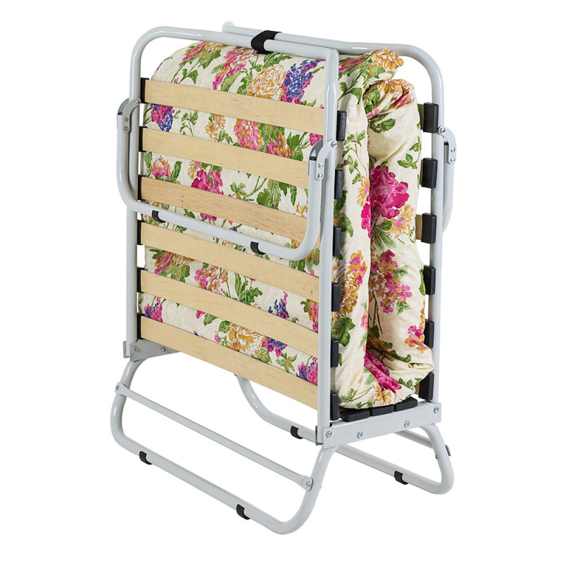 Розкладне ліжко на ламелях із матрацом Бязь Квіти до 120кг d25 190х80х26,5см Vitan Multicolor + сумка на пояс у подарунок