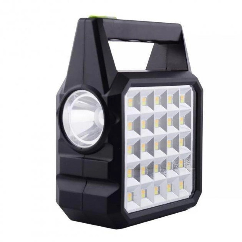 Ручний LED ліхтар із портативною сонячною панеллю та 3 лампи Комплект зарядна станція GD-105 Black