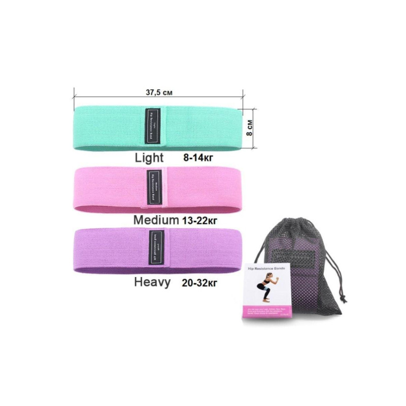 Резинки для фітнесу та спорту 3 шт стрічка еспандер для заняття WOW LT-003