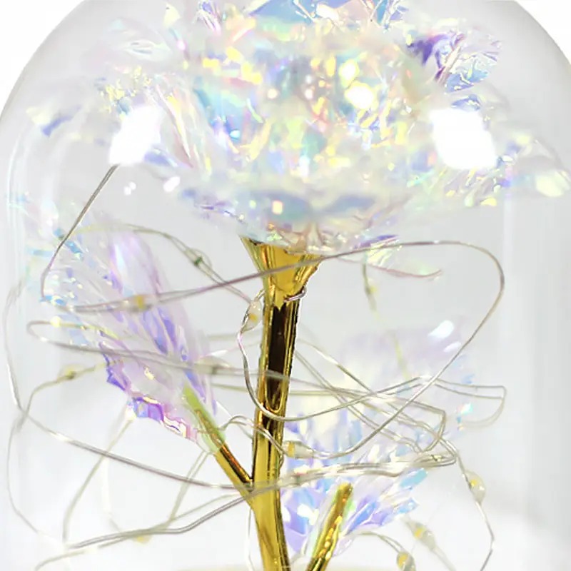 Штучна троянда в колбі з LED підсвічуванням та функцією нічника Lesko KY-1124 Різнокольорове світло Multicolor