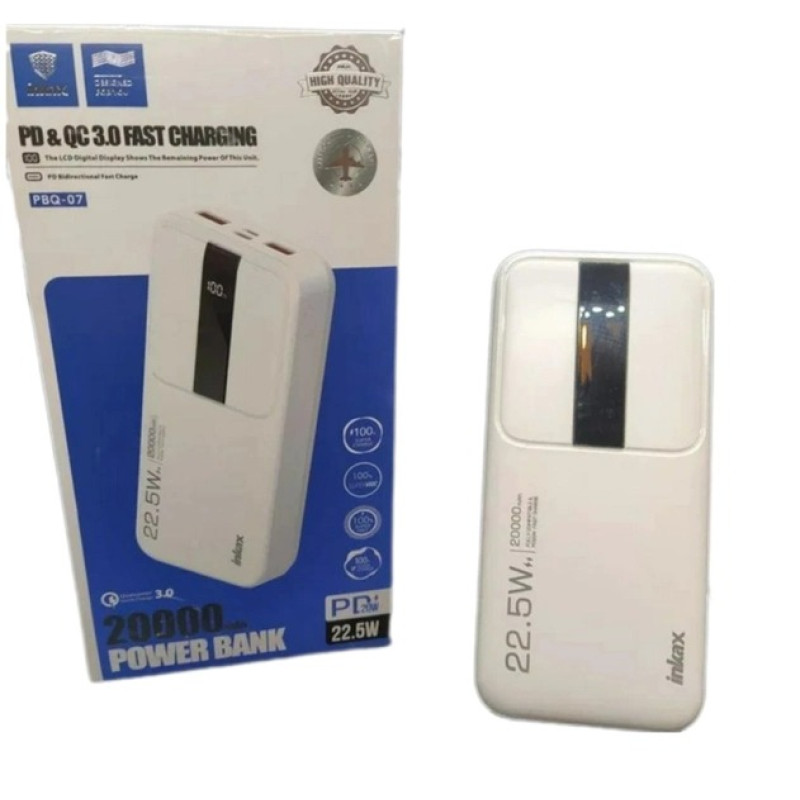 Універсальний Power Bank 20000mAh QC3.0 22.5W Led дисплей Inkax PBQ-09 White Універсальний Power Bank 20000mAh QC3.0 22.5W Led дисплей Inkax PBQ-09 White