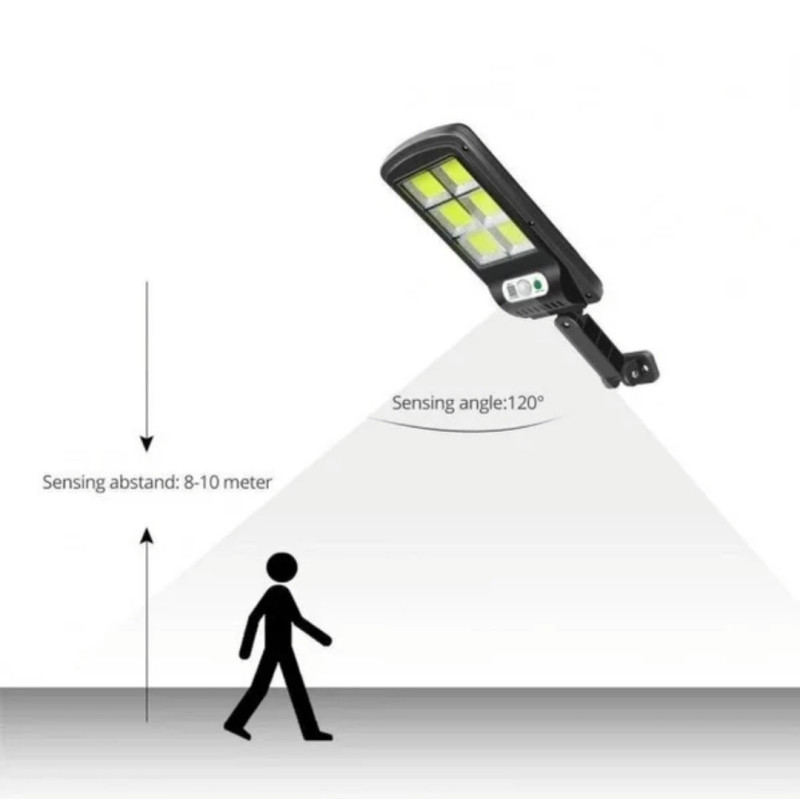 Ліхтар вуличний на стовп з пультом з датчиком руху на сонячній батареї Solar Light 6COB Black