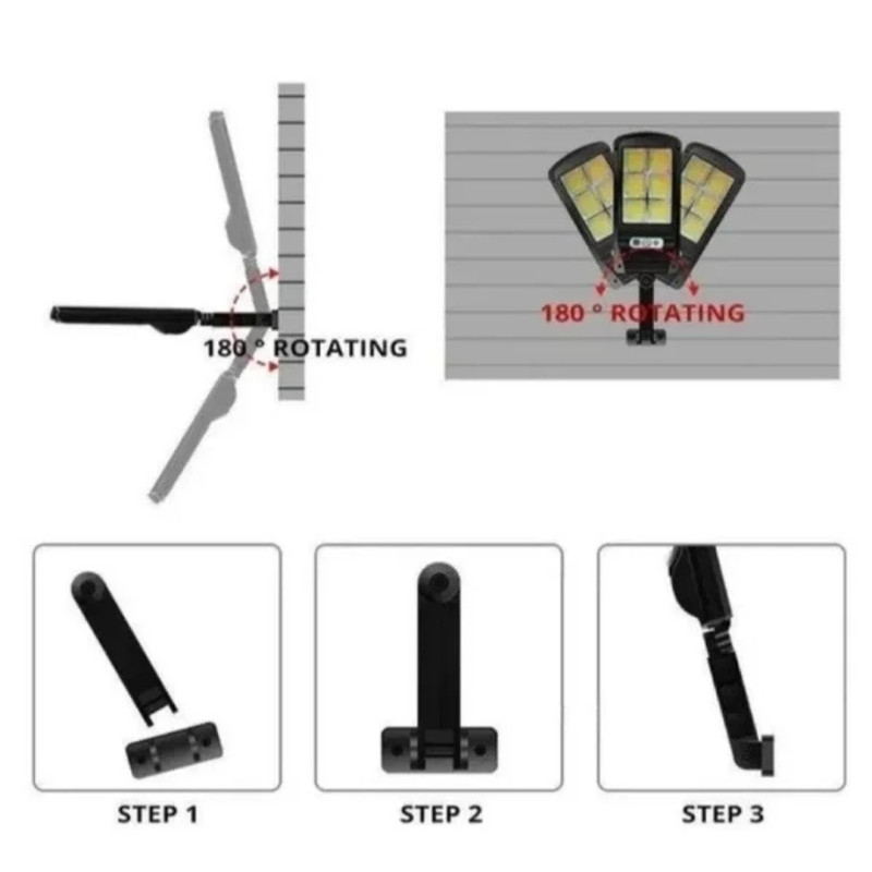 Ліхтар вуличний на стовп з пультом з датчиком руху на сонячній батареї Solar Light 6COB Black