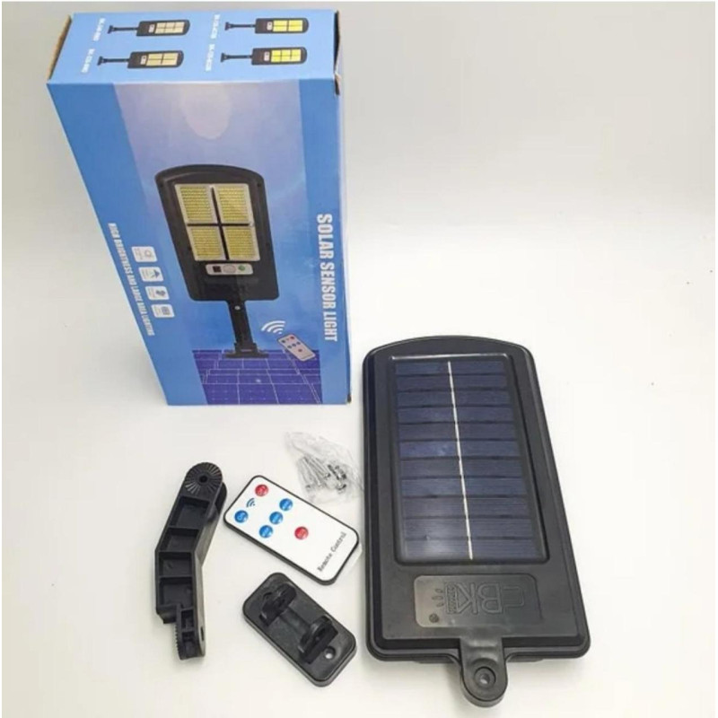 Ліхтар вуличний на стовп з пультом з датчиком руху на сонячній батареї Solar Light 6COB Black