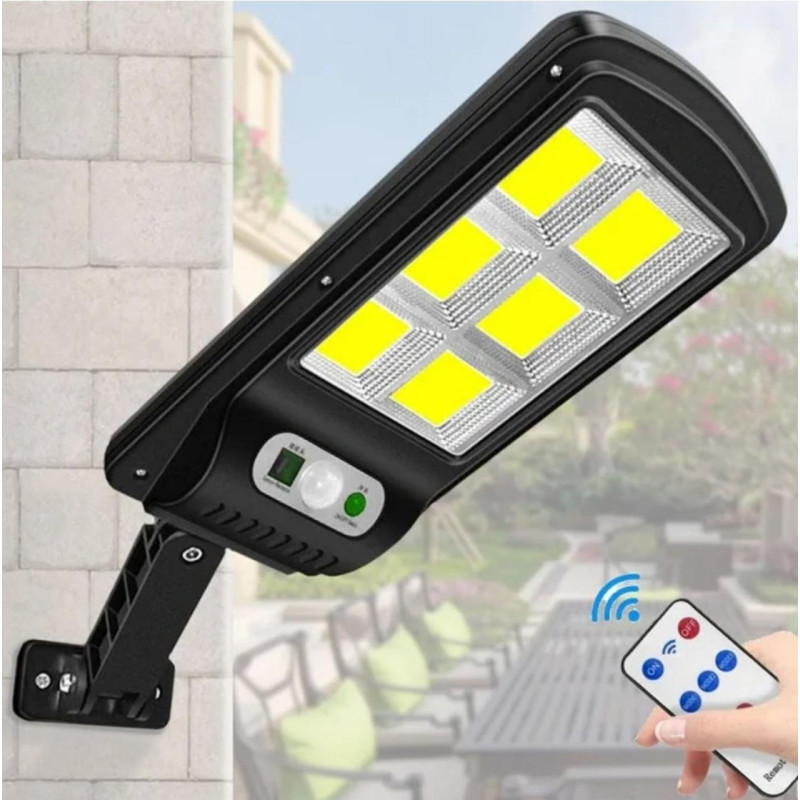 Ліхтар вуличний на стовп з пультом з датчиком руху на сонячній батареї Solar Light 6COB Black