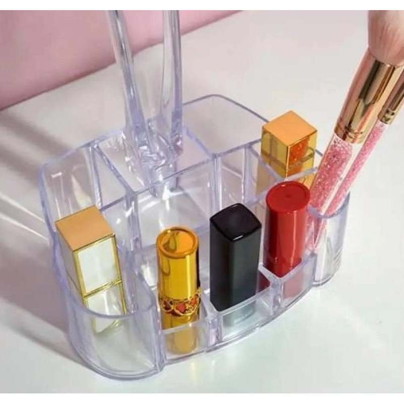 Дзеркало косметична настільна кругла 150мм з 26 LED підсвічуванням та органайзером поворот на 90° White