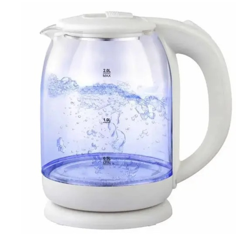Електричний скляний чайник з підсвічуванням Goldteller MG-06 1.8л 1500Вт 220В 50Гц Білий