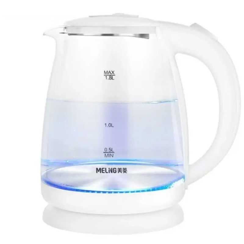 Електричний скляний чайник з підсвічуванням Goldteller MG-06 1.8л 1500Вт 220В 50Гц Білий