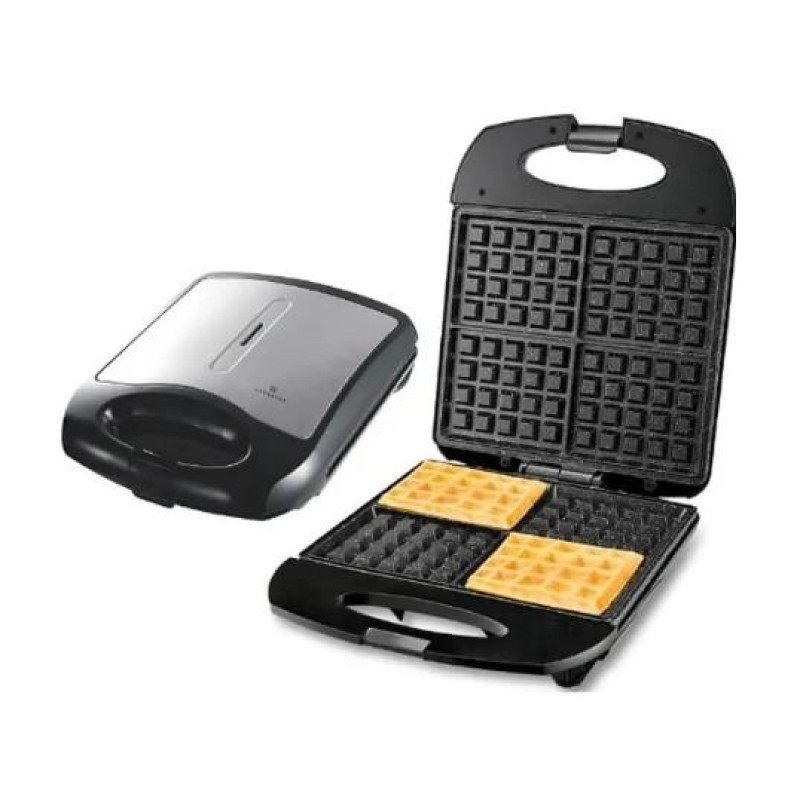 Електрична вафельниця для бельгійських вафель з антипригарним покриттям, захистом від перегріву та терморегулятором 2000Вт Edenberg EB-64407 Чорний/Сірий