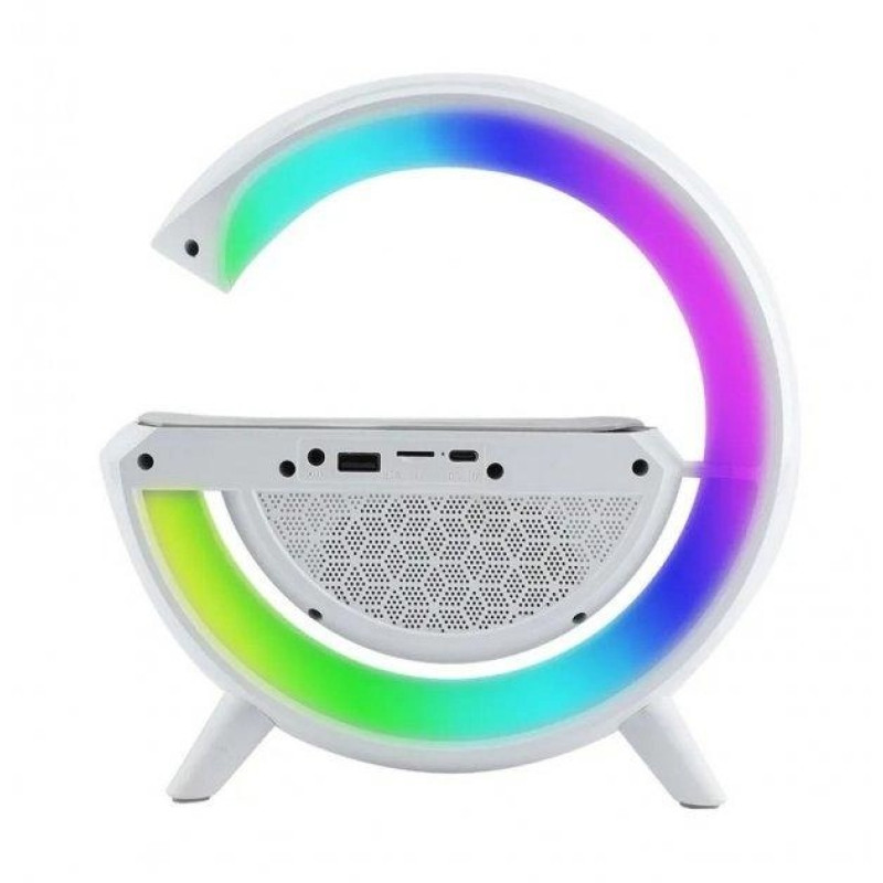 Нічник-бездротовий зарядний пристрій та Bluetooth колонка 3в1 з RGB підсвічуванням BT-2301 White