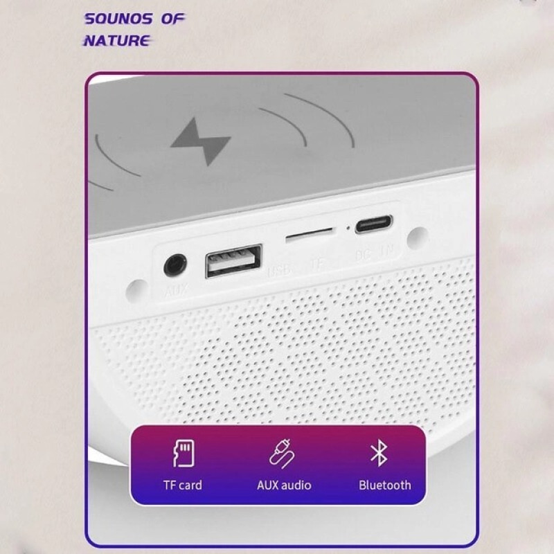 Нічник-бездротовий зарядний пристрій та Bluetooth колонка 3в1 з RGB підсвічуванням BT-2301 White