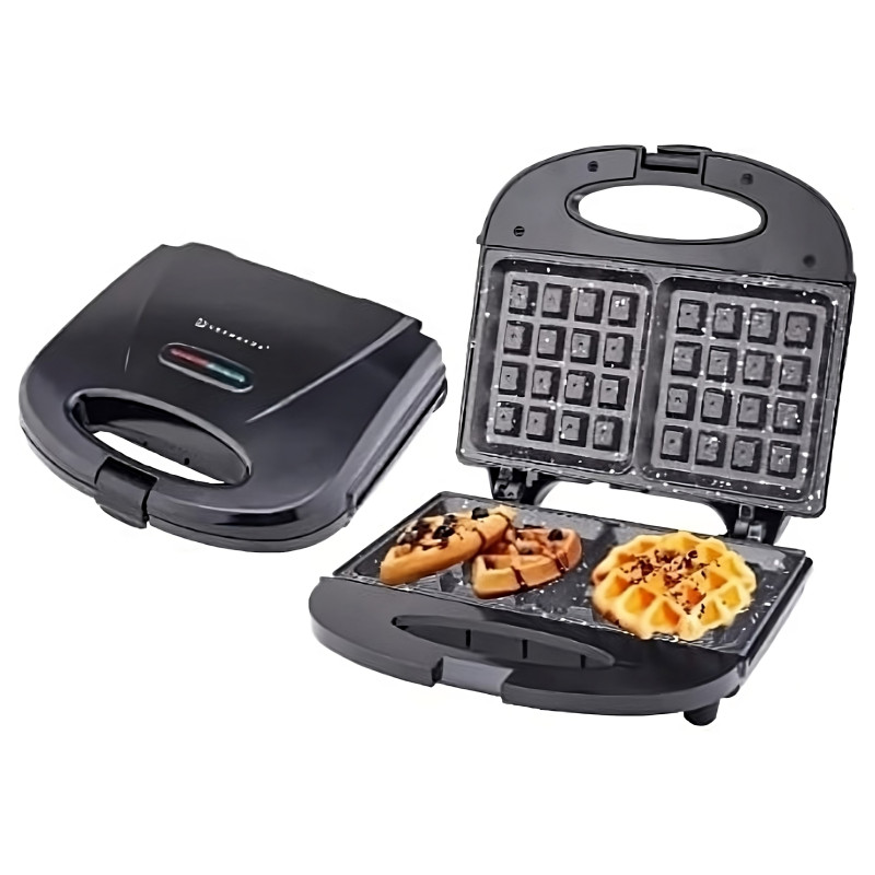 Вафельниця для бельгійських електрична з антипригарним покриттям, захистом від перегріву та блокування ручок 1000Вт Edenberg EB-64406 Чорний