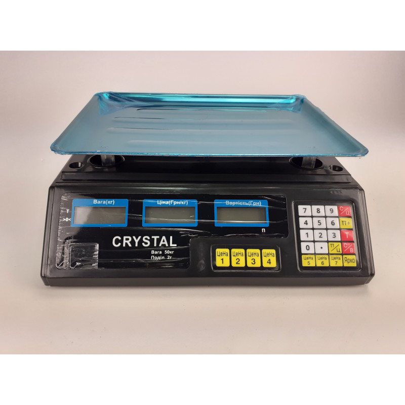 Ваги електронні з акумулятором та дисплеєм з лічильником ціни до 50кг Crystal CT-500 Black