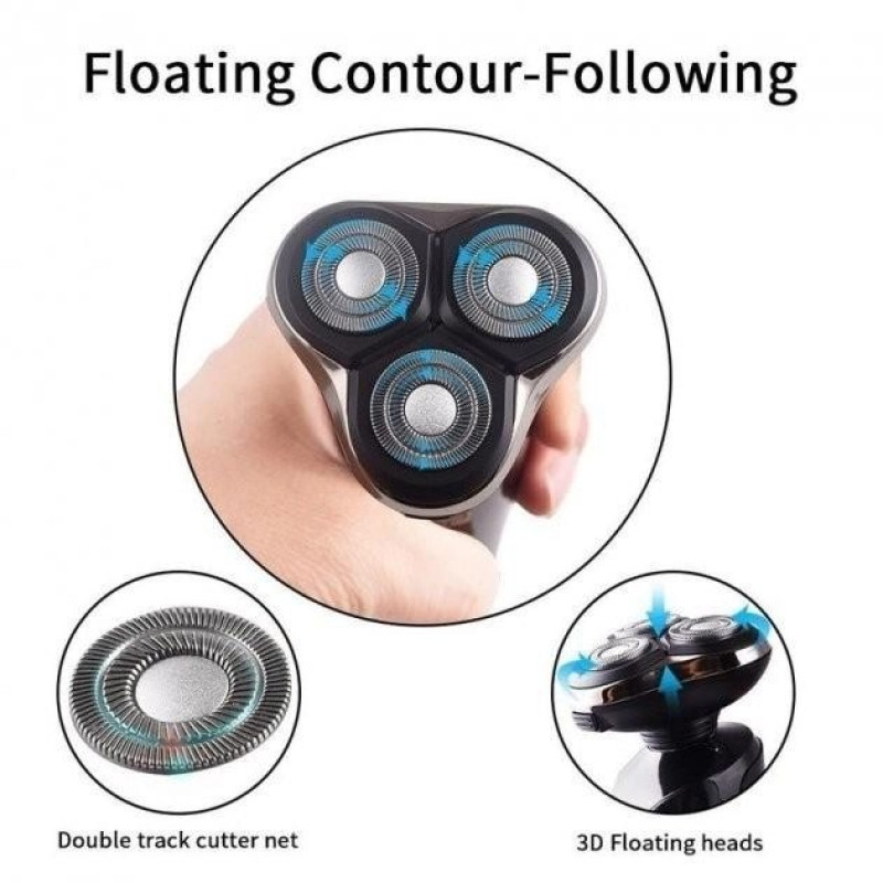 Электробритва с плавающими головками и LED-дисплеем для сухого и влажного бритья DSP 5Вт Black/Grey