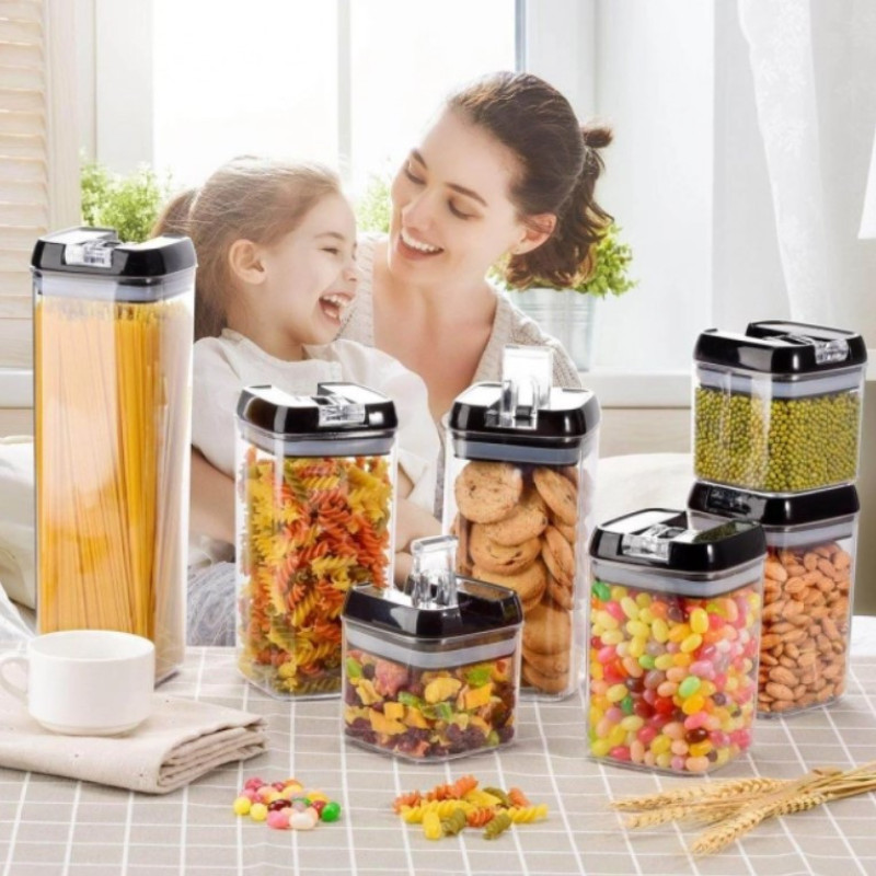 Набір контейнерів для продуктів із 7 предметів Black/Transparent