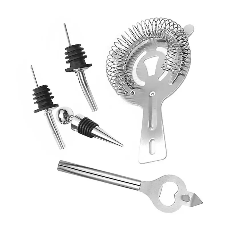 Набір для бару з 12 предметів для приготування коктейлів із нержавіючої сталі на дерев'яній підставці Youchen MC-X16 Silver