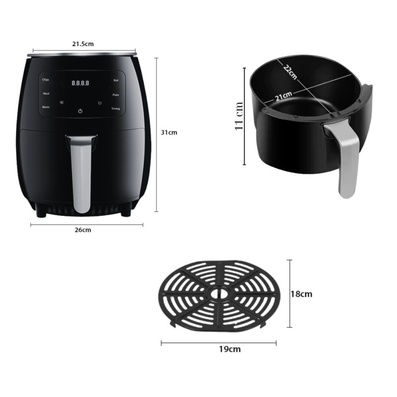 Электрическая аэрофритюрница безмасляная мультипечь с LCD дисплеем Zepline ZP-085 6л 3000 Вт Black