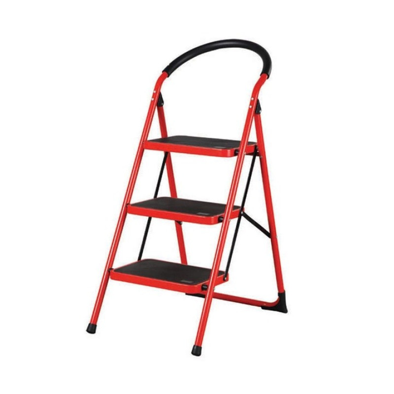 Посилена драбина складна на 3 ступені до 150кг висота 1131мм Red