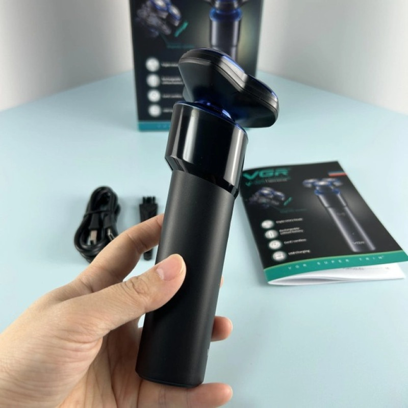 Електробритва роторна з плаваючими головками водонепроникна VGR V-325 5Вт IPX6 Grey