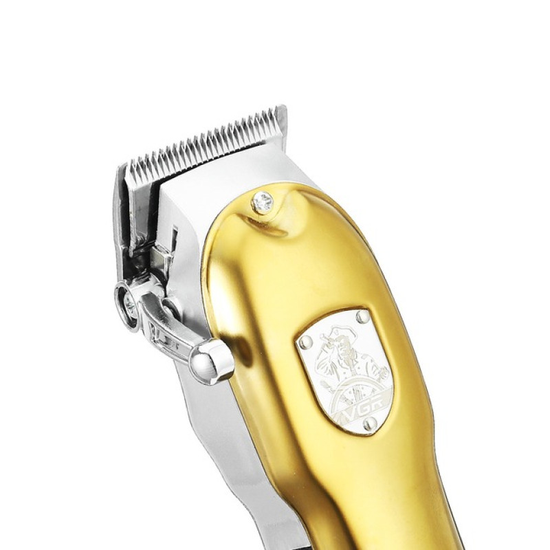 Машинка для стрижки волосся та бороди з LED дисплеєм та 4 насадками 5Вт USB зарядка 1500мАг VGR V-652 Professional Gold