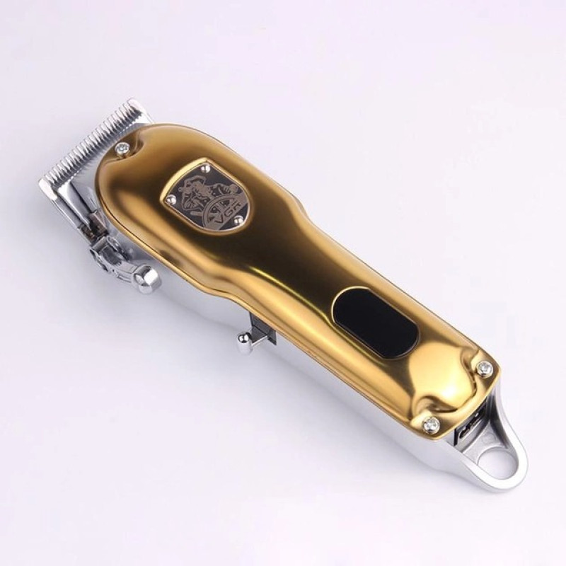 Машинка для стрижки волосся та бороди з LED дисплеєм та 4 насадками 5Вт USB зарядка 1500мАг VGR V-652 Professional Gold