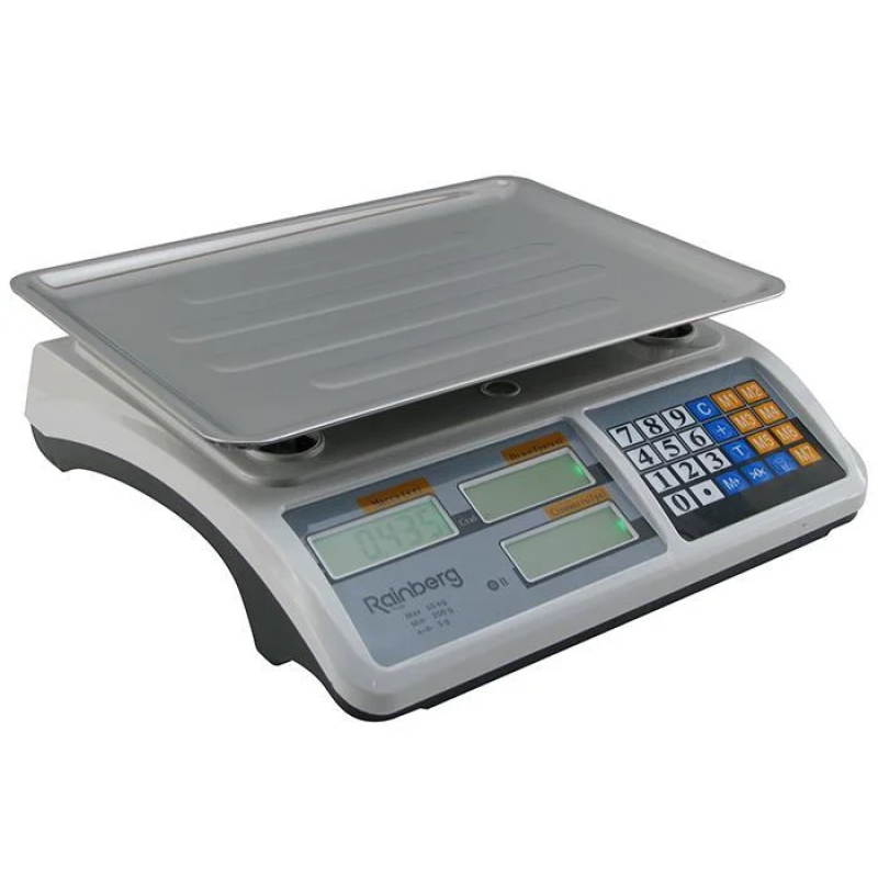 Ваги торговельні електронні з лічильником ціни до 55 кг RAINBERG RB-311 White