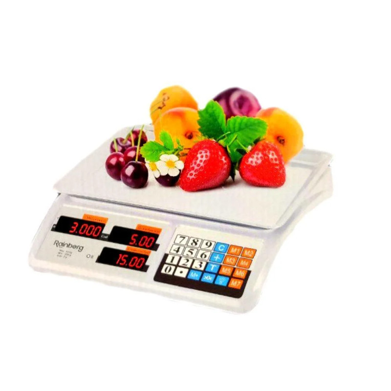Ваги торговельні електронні з лічильником ціни до 55 кг RAINBERG RB-311 White