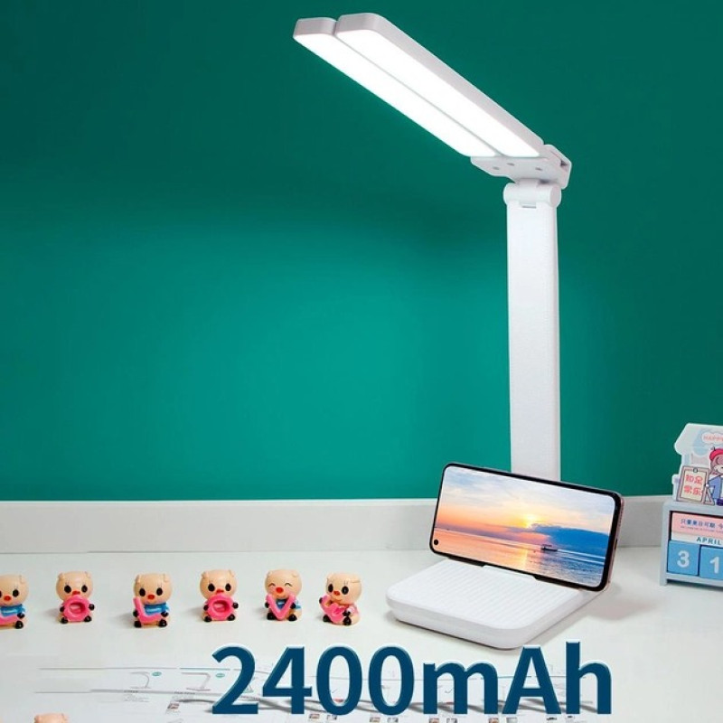 Настільна LED лампа з 2 акумуляторами 18650 3 режими роботи 6Вт 4100K 440 люмен Taigexin TGX-L7 White