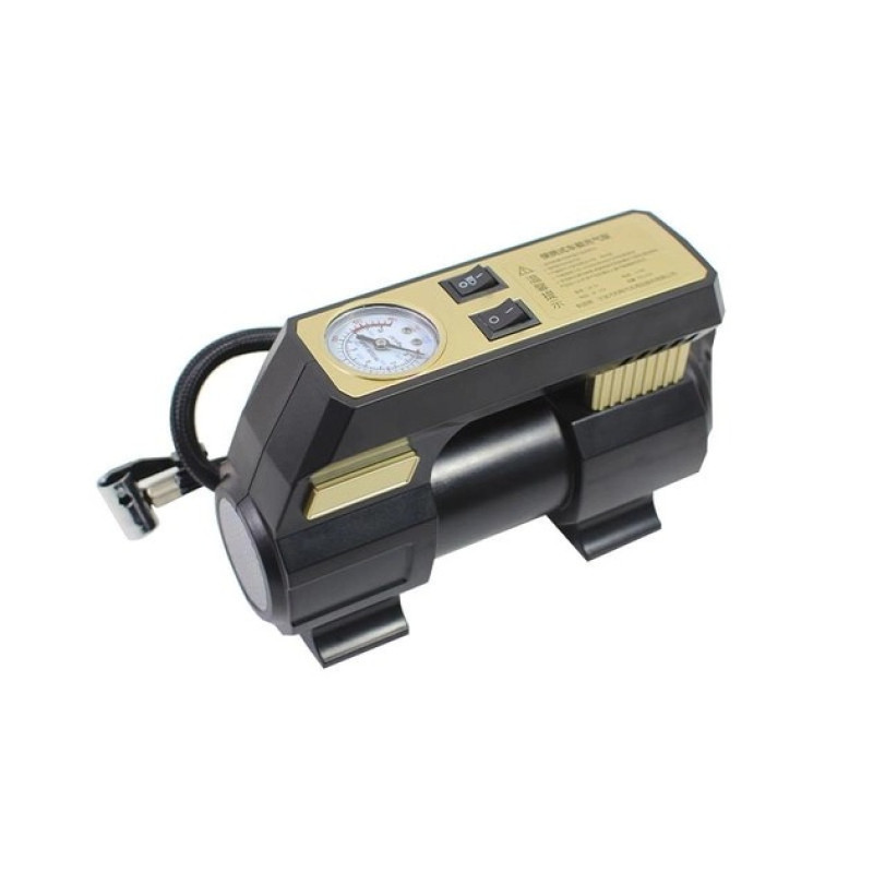 Автокомпресор із цифровим дисплеєм системою охолодження вбудованим ліхтариком та насадками з ABS-пластику AIKESI LB-70 Black