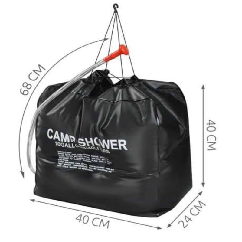Портативний душ туристичний підвісний літній для кемпінгу і дачі на 40л з лійкою Camp Shower Black Портативний душ туристичний підвісний літній для кемпінгу і дачі на 40л з лійкою Camp Shower Black