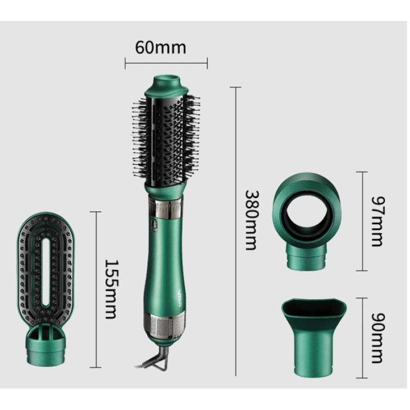 Фен стайлер 4в1 багатофункціональний для укладання та завивки волосся з насадками 1000Вт VGR V-493 Green