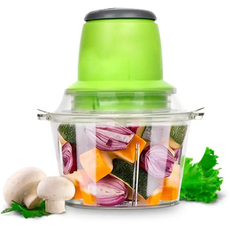 Блендер-подрібнювач кухонний універсальний для овочів, фруктів та м'яса Lightning Fast MC-11222 Салатовий