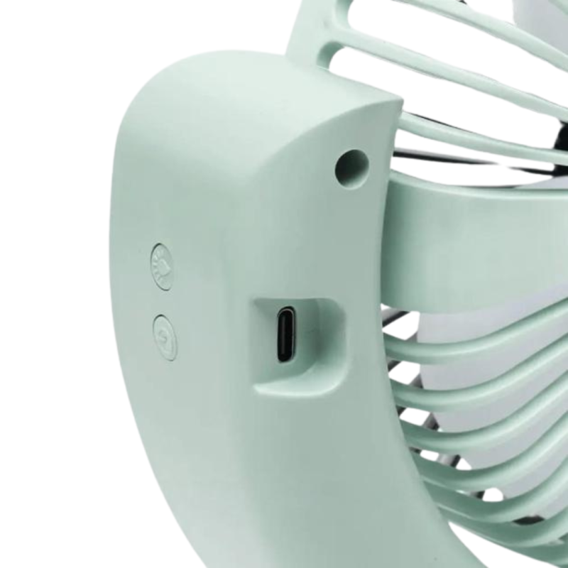 Портативний вентилятор акумуляторний зі зволожувачем повітря TYPE-C 180° з LED RGB підсвічуванням Mini Fan MF-2184 Green